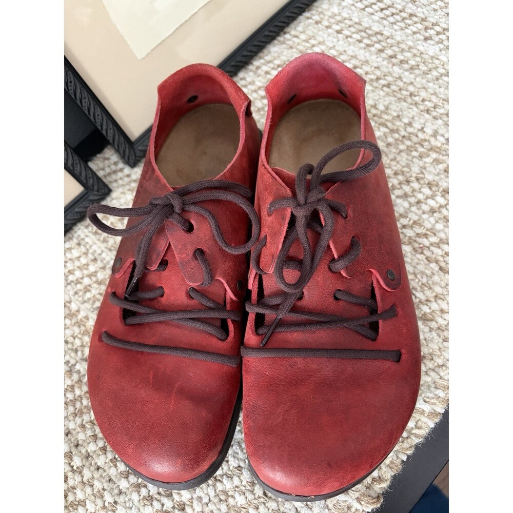 Birkenstock Montana Red Nubuck Leather Lace Up Shoes Men Womens EU40 L9 M7 - Picture 3 of 11